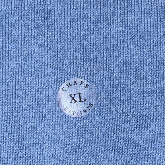 CHAPS mens size XL blue v neck cotton cashmere pullover sweater tiny pull shown - Picture 9 of 11